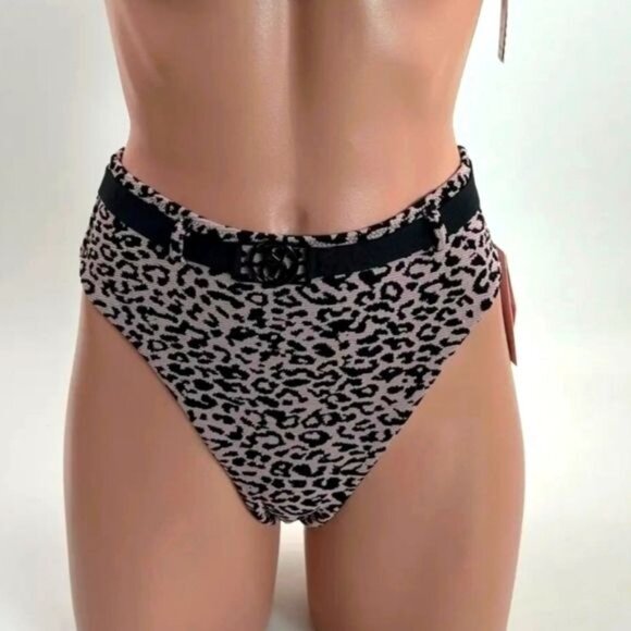 Victoria Secret Pinkb high waistedBlack cheetah print bikini Size Medium - Picture 1 of 10